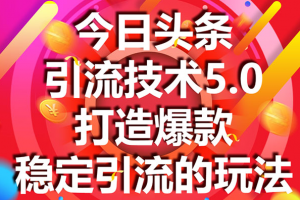 今日头条引流技术5.0，市面上最新的打造爆款稳定引流玩法，轻松100W+阅读