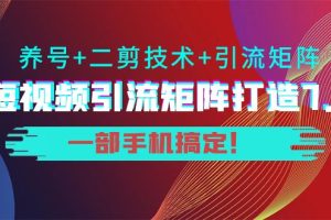 短视频引流矩阵打造7.0，养号+二剪技术+引流矩阵 一部手机搞定！