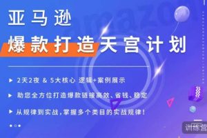 亚马逊爆款打造天宫计划，5大核心逻辑+案例展示，助你全方位打造爆款链接高效、省钱、稳定