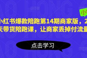 小红书爆款陪跑第14期商家版，21天带货陪跑课，让商家丢掉付流量