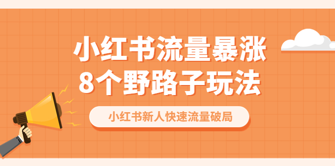 小红书流量-暴涨8个野路子玩法：小红书新人快速流量破局（8节课）