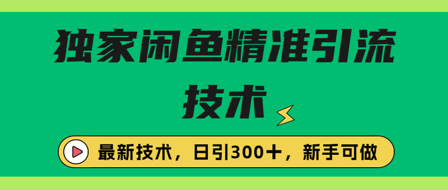 独家闲鱼引流技术，日引300＋实战玩法