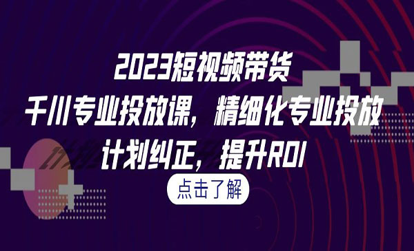 《带货千川专业投放课》精细化专业投放，计划纠正，提升ROI