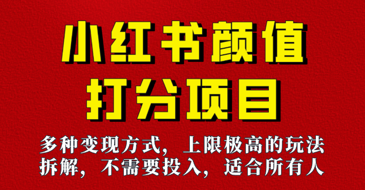 【小红书颜值打分项目】单天300-700，不需要投入，适合所有人的一份副业、多种变现方式