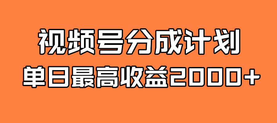 全新蓝海 视频号掘金计划 日入2000+