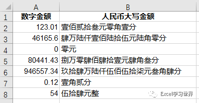 excel数字转人民币大写