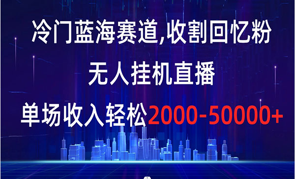 冷门蓝海赛道，收割回忆粉，无人挂机直播，单场收入轻松2000-5w+