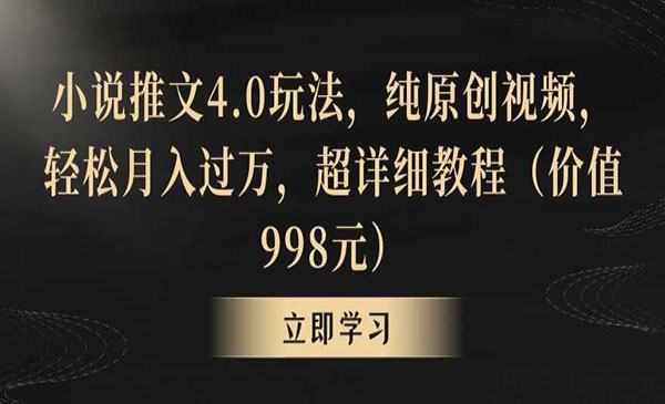 小说推文4.0玩法，纯原创视频，轻松月入过万，超详细教程（价值998元）