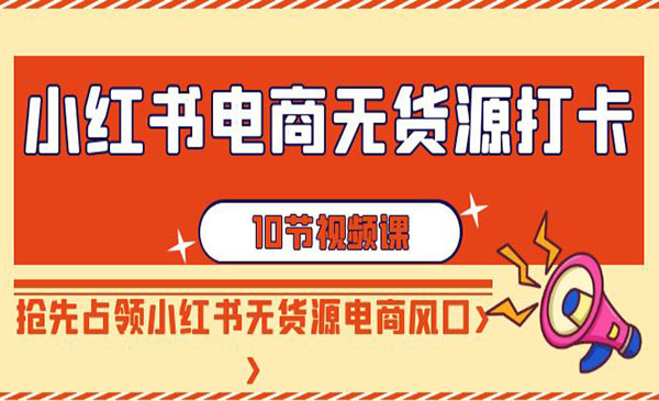 小红书电商-无货源打卡，抢先占领小红书无货源电商风口（10节课）