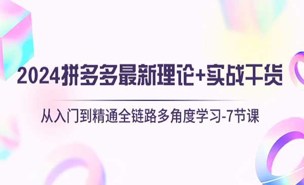 2024拼多多 最新理论+实战干货，从入门到精通全链路多角度学习-7节课