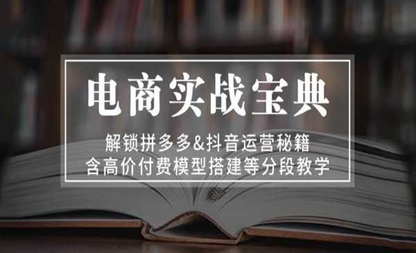 电商实战宝典 解锁拼多多&抖音运营秘籍 含高价付费模型搭建等分段教学