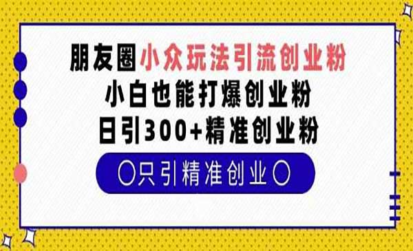 朋友圈小众玩法引流创业粉，小白也能打爆创业粉，日引300+精准创业粉